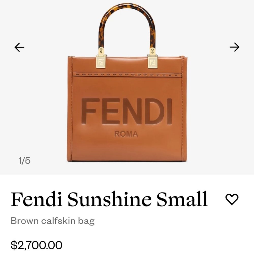 New Authentic Fendi Tan Calfskin Sunshine Tote with Tortoise Shell Handles - Picture 11 of 11